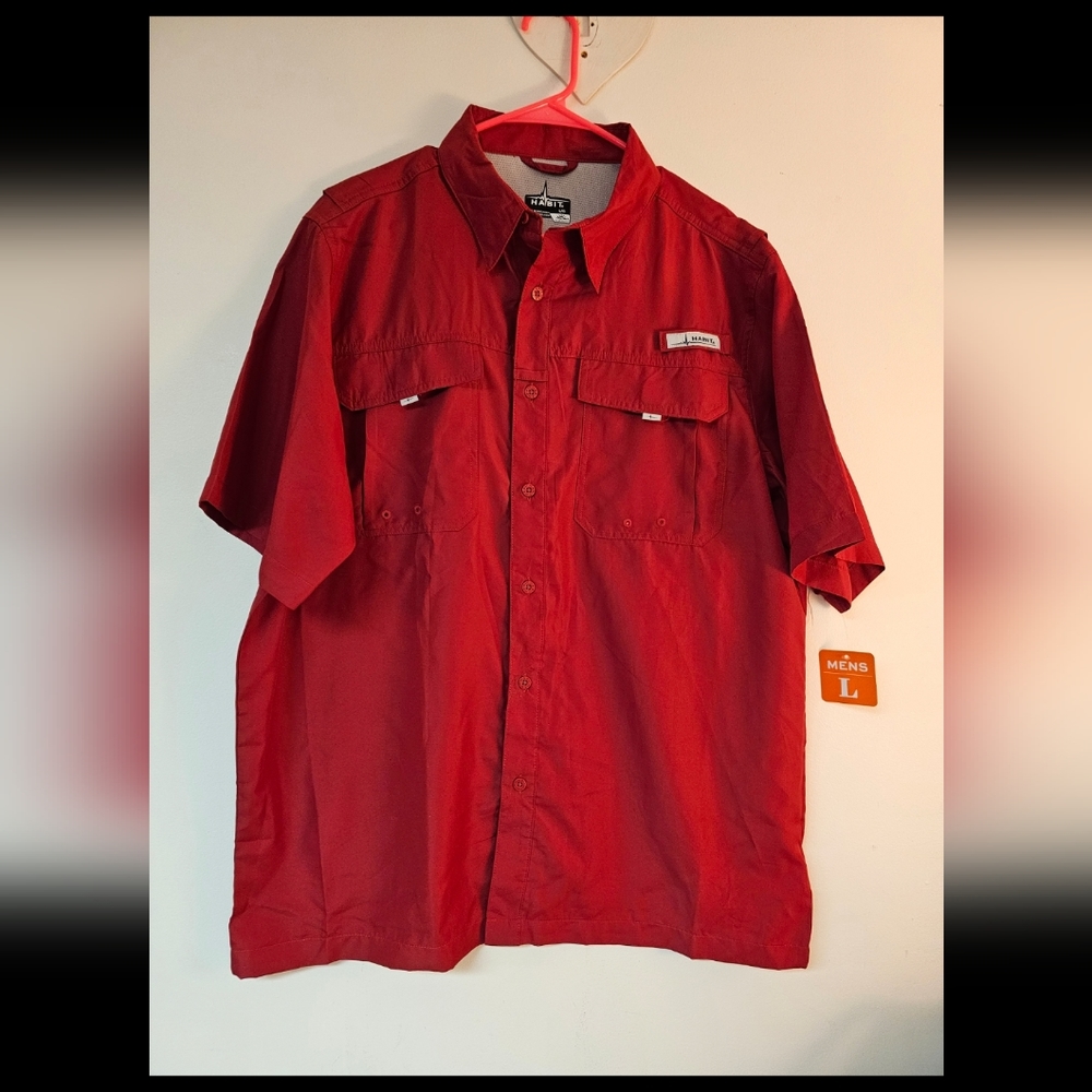Men's large habit red button down sports polo